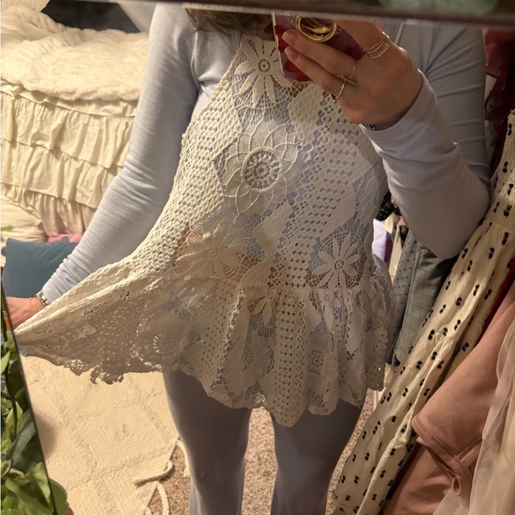 Tops - White Lace Spaghetti Strap Dress